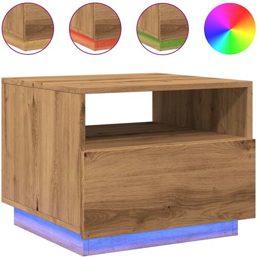 Maison Chic Klubska mizica - kavna mizica - Nizka mizica z LED lučkami artisan hrast 50x49x40 cm, (21752352) Cene