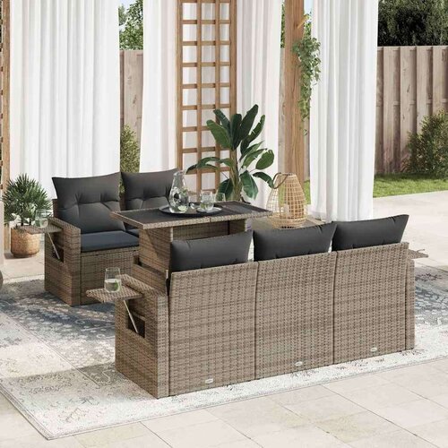 VidaXL 6-dijelni set vrtnih sofa od poliratana s jastucima sivi Slike