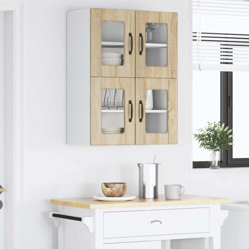  Zidni stakleni ormarić 2 pcs Sonoma hrast 60 x 31 x 40 cm Slike