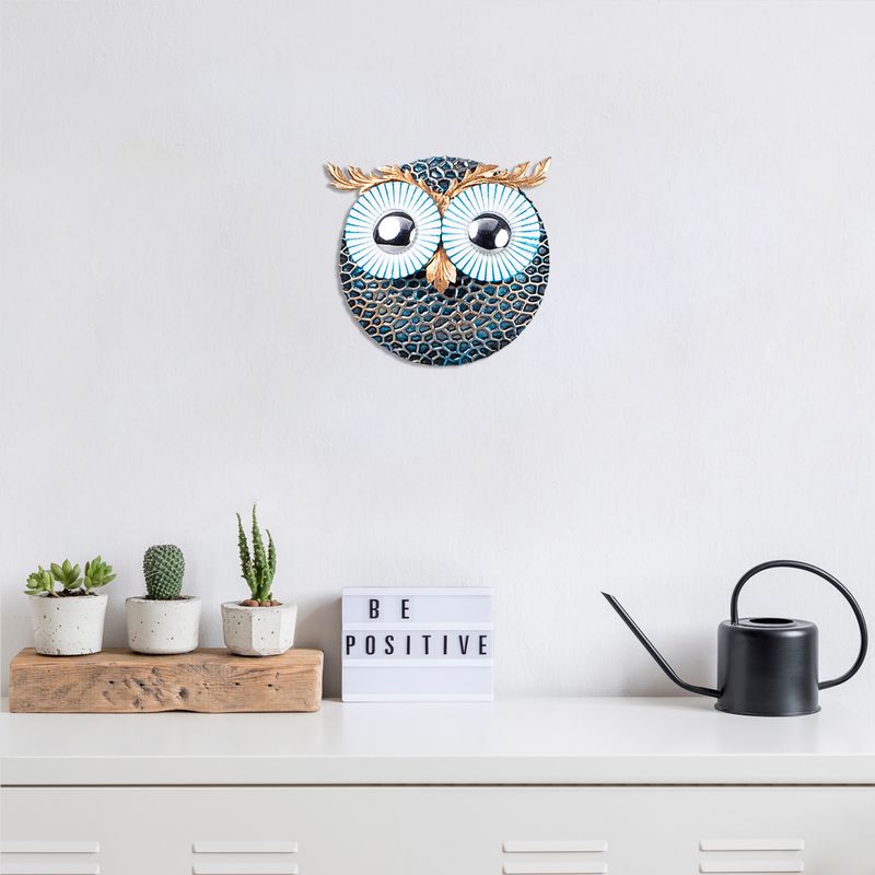 WALLXPERT Owl 3 - Silver Multicolor Decorative Metal Wall Accessory Cene