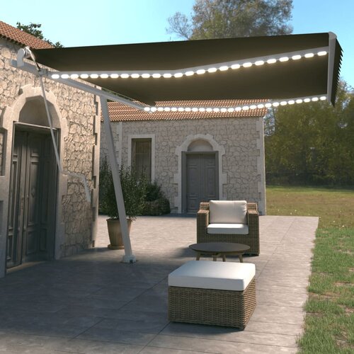 vidaXL Avtomatska tenda LED + senzor 450x350 cm antracitna Cene