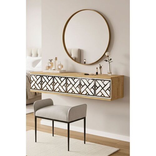 Hanah home komoda Arex 120, 120 cm, hrast Sapphire / bela / srebrna Cene