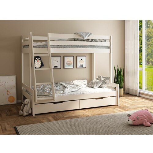 Drveni dečiji krevet na sprat nora family sa dve fioke - beli - 90/120X200 cm Cene