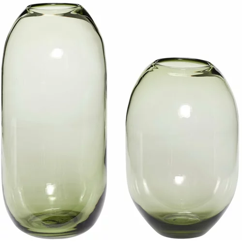 Hübsch Zelene staklene ručno izrađene vaze u setu 2 kom (visina 38 cm) Moss –