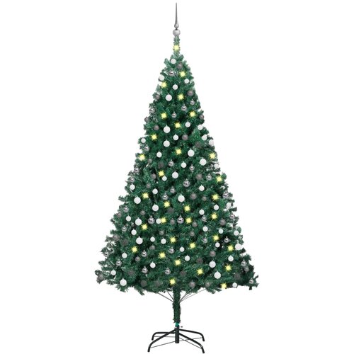 vidaXL Novoletna jelka z LED lučkami in bučkami zelena 210 cm PVC, (20670998) Cene
