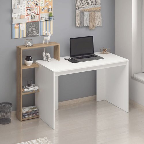 Hanah home radni sto Velora, 147 cm, beli / orah Cene