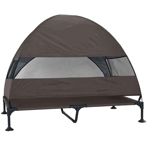  Povi&amp;scaron;eni krevet za pse Smeđa 127 x 81 x 108 cm Tkanina i čelik Slike