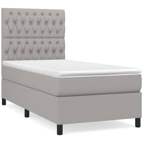VidaXL Box spring postelja z vzmetnico svetlo siva 90x200 cm blago, (20790428) Slike
