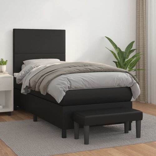 VidaXL Box spring postelja z vzmetnico črna 80x200 cm umetno usnje Slike