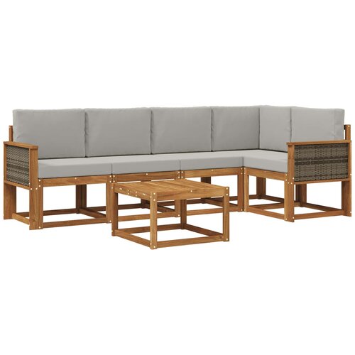 vidaXL Zunanja garnitura za sedenje 6 pcs Naravna in svetlo siva, (5000280562) Cene