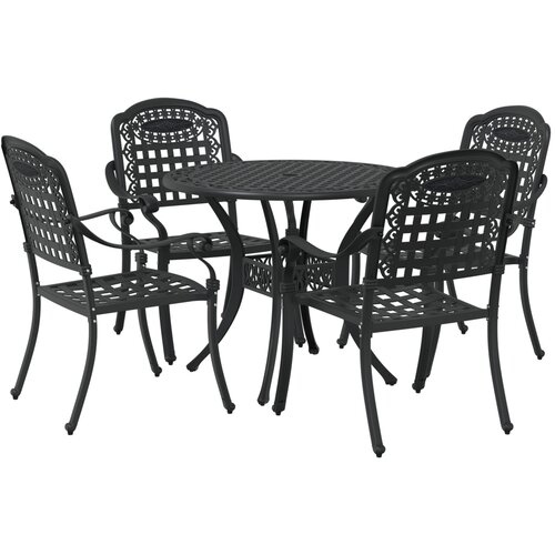 vidaXL Vrtni set za objed 5 pcs Crna Aluminij Cene