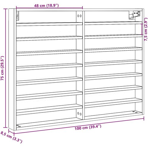  Vitrina boja sivog hrasta sonome 100x8,5x75 cm drvena Slike