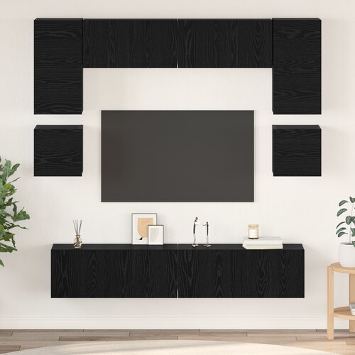 vidaXL Komplet TV omaric s polico Drugo 8 pcs Črni hrast 80 x 30 x 30 cm Cene