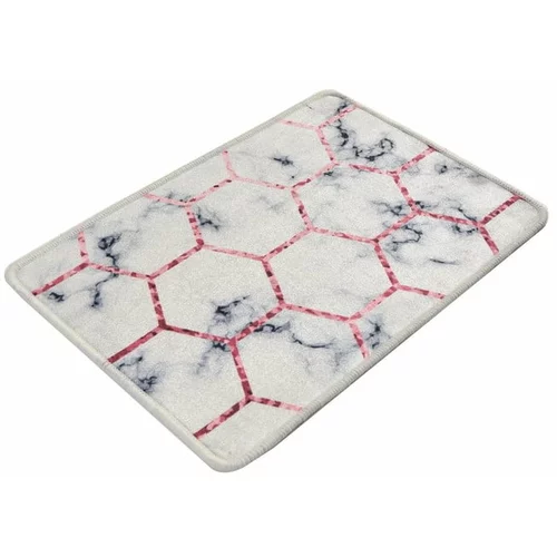 Foutastic Bijelo-sivi kupaonski tepih 60x40 cm Honeycomb -