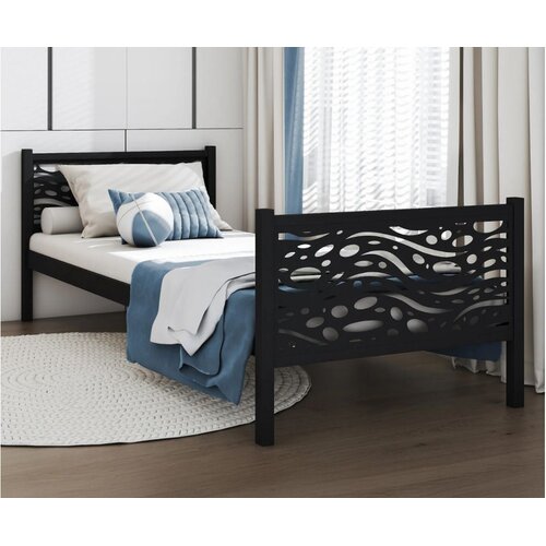 Molarem Home Metalni dječji krevet Viana - crni - 200x90 cm - Bez madraca Slike
