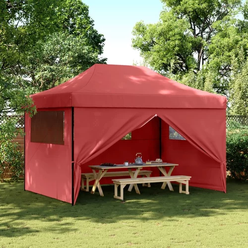 vidaXL Sklopivi prigodni šator za zabave s 4 bočna zida bordo