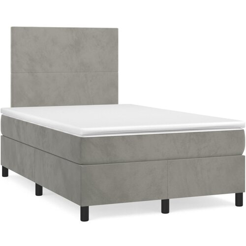 vidaXL Box spring postelja z vzmetnico LED sv. siva 120x190 cm žamet Cene