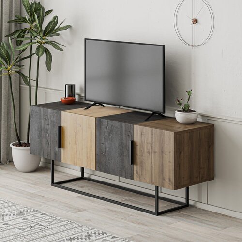 Marckeric Smeđa/u prirodnoj boji TV komoda u dekoru hrasta 140x55 cm Titan &amp;ndash; Slike