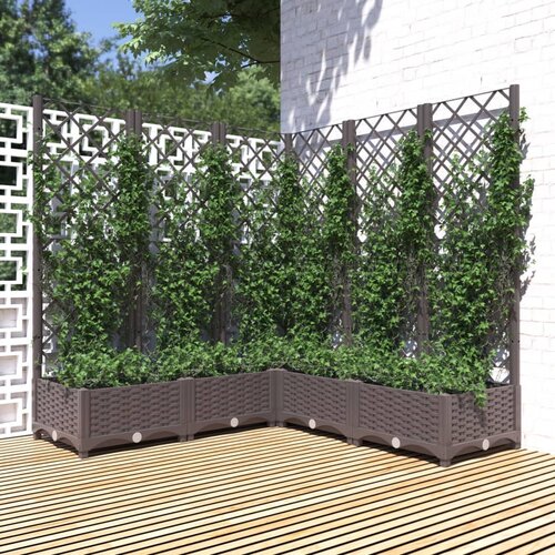vidaXL Vrtna sadilica s rešetkom smeđa 120 x 120 x 121 5 cm PP Cijene