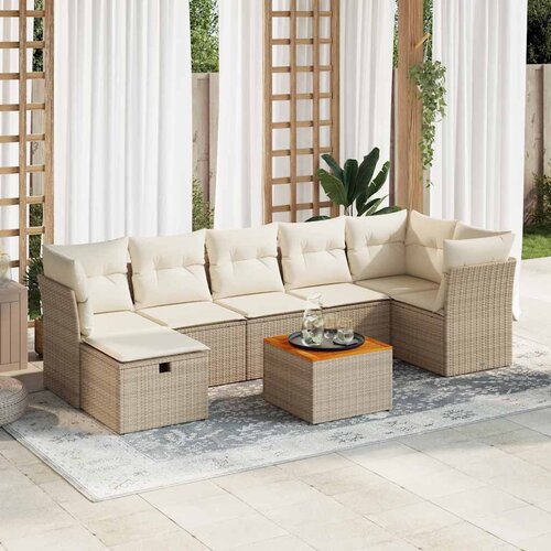 vidaXL 8-dijelni set vrtnih sofa od poliratana s jastucima bež Cijene
