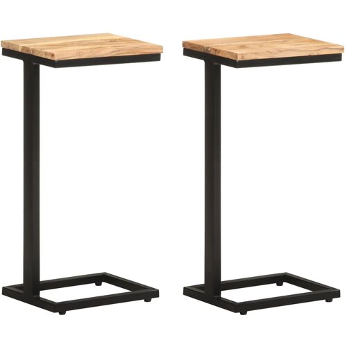  The Living Store Stranske mizice 2 kosa 31,5x24,5x64,5 cm trden akacijev les - Stranska Mizica, (21457749) Slike