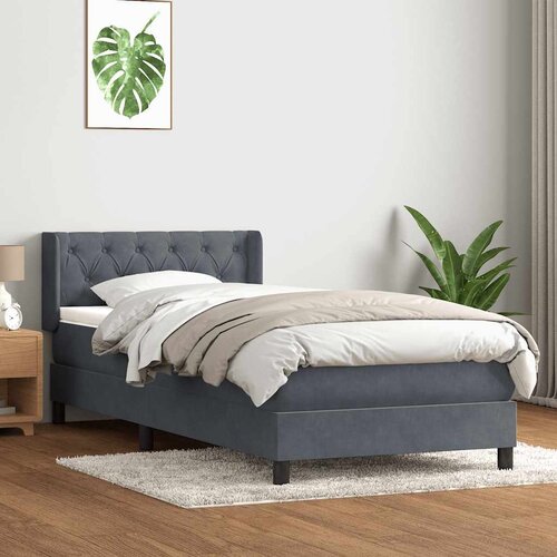 vidaXL Box spring postelja z vzmetnico temno siva 80x210 cm žamet Cene