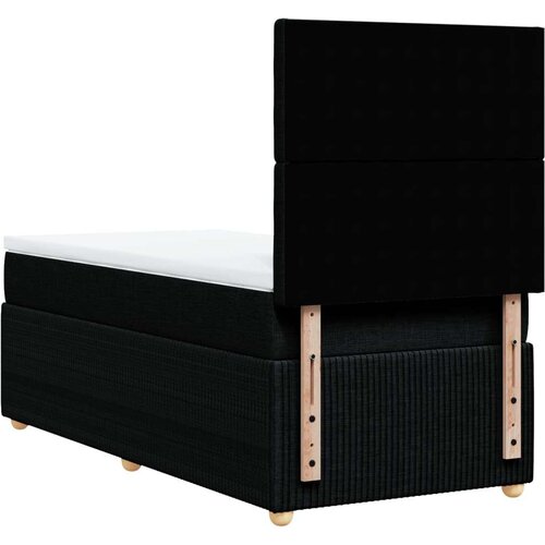 VidaXL Krevet s oprugama i madracem crni 90x200 cm od tkanine Slike