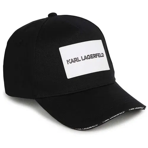 Karl Lagerfeld Pamučna kapa sa šiltom za bebe boja: crna, s aplikacijom