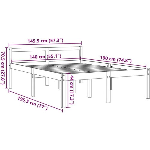 VidaXL krevet za starije osobe vo&amp;scaron;tano smeđi 140 x 190 cm od borovine Slike