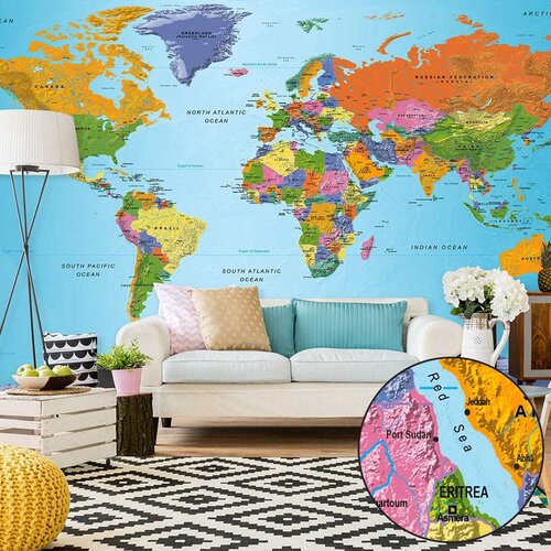  Samoljepljiva foto tapeta - World Map: Colourful Geography II 490x280 Cijene