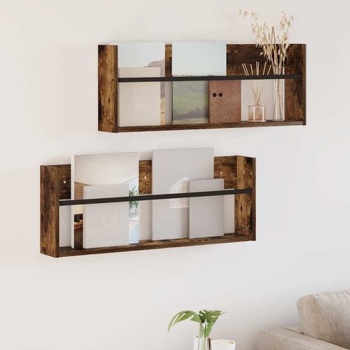  Polica za časopise Zidne 2 pcs Dimljeni hrast 80 x 12 x 30 cm Cijene