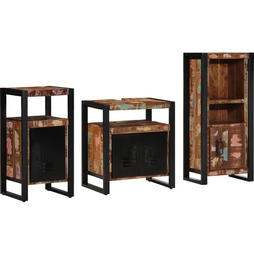 VidaXL Set namje&amp;scaron;taja za kupaonicu 3 pcs Čvrsto reciklirano drvo Slike