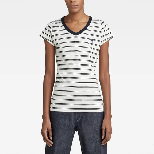 G-star T-shirt - Eyben stripe slim v t wmn s\s beige