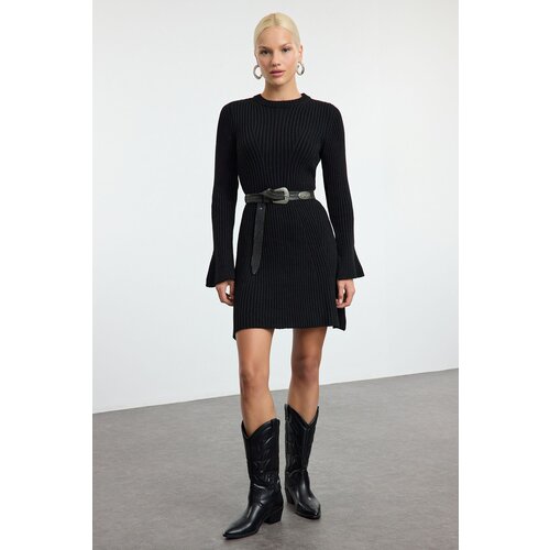 Trendyol Black Mini Knit A-Line Form Fit Dress Slike