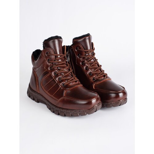 Shelvt Men's brown winter ankle boots insulated Cene