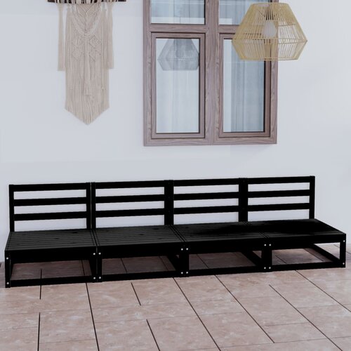  The Living Store Vrtni kavč &amp;scaron;tirised črna trdna borovina - Vrtni Kavč, (21467580) Slike