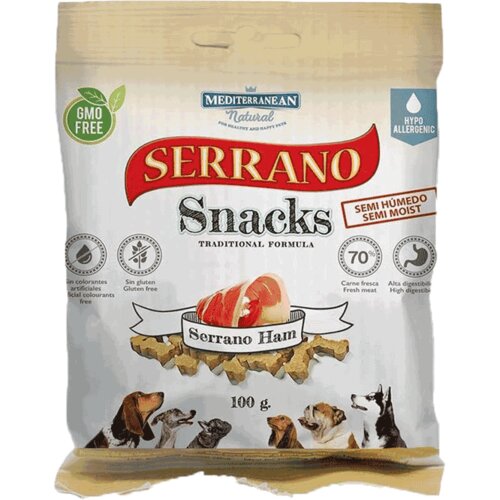 Mediterranean_Natural Poslastice za pse Serrano Snacks, 100 gr - serrano &amp;scaron;unka Slike
