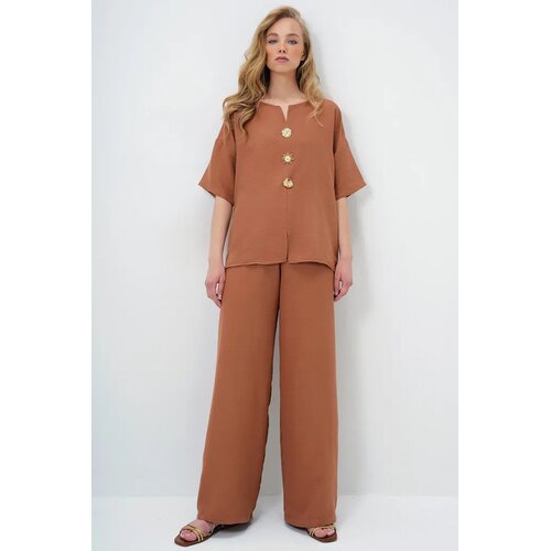 Trend Alacati Stili Ženski komplet bluza i pantalone Alc-X14122, Smeđi Cene