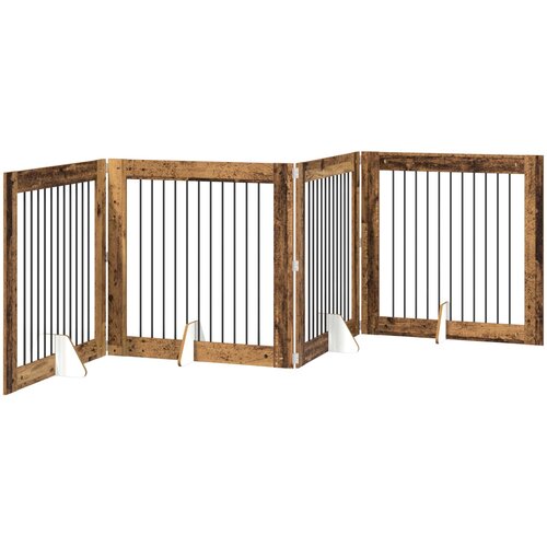  Vrata za pse s postoljem 4 pcs Staro drvo 100 x 100 cm Slike