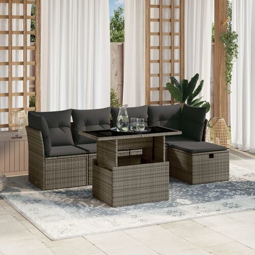 vidaXL 6-dijelni set vrtnih sofa od poliratana s jastucima sivi Cijene