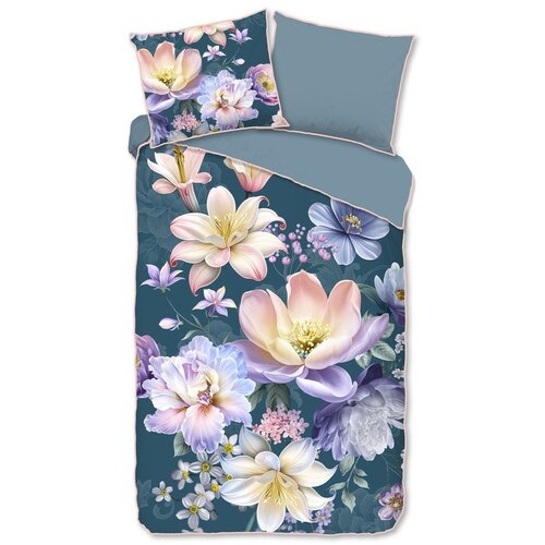 Descanso Plava posteljina za krevet za jednu osobu/za produženi krevet od pamučnog satena 140x220 cm Mirery – Cene