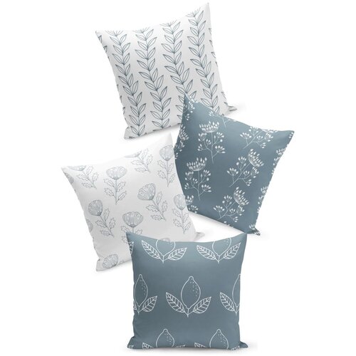 Kate Louise Set od 4 bijelo-plave jastučnice Flowers, 45 x 45 cm Slike