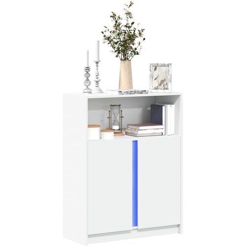 vidaXL Komoda z LED bela 77x34x100 cm inženirski les Cene