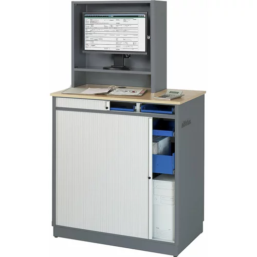 RAU Računalniška omara, VxŠxG 1810 x 1030 x 660 mm, z ohišjem za zaslon, antracitno kovinska / encijan modra