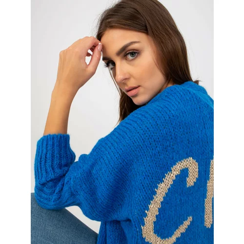 Fashion Hunters Dark blue women's cardigan with the OH BELLA inscription on the back