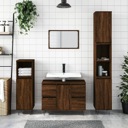 vidaXL Ormarić za umivaonik smeđa boja hrasta 80x33x60 cm drveni Cijene