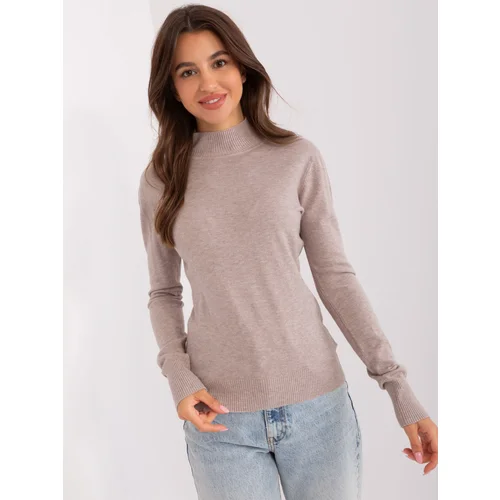 Fashion Hunters Dark beige waisted sweater with turtleneck