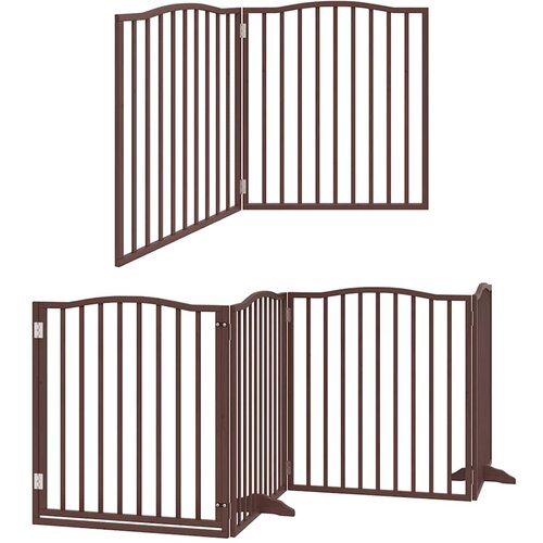  Vrata za pse s vrata&amp;scaron;cima 6 panela sklopiva 480 cm drvo topole Smeđa 80 x 90 x 2 cm Slike