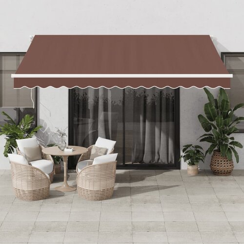 vidaXL Ročno zložljiva tenda z LED rjava 400x300 cm Cene