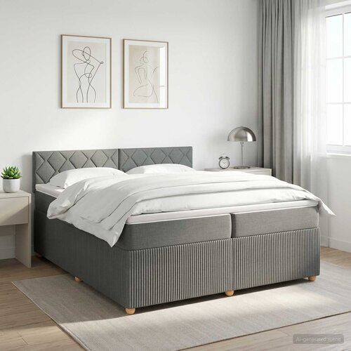  Boxspring krevet s madracem Tamnosiva 200 x 200 cm Tkanina Cene